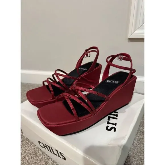 Vintage Chili’s Women's Peep Toe Platform Wedge Sandals - Size 8 - New in Box - Picture 2 of 10